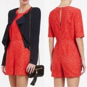 BCBGMAXAZRIA Haile Lace ROMPER Bright Poppy large